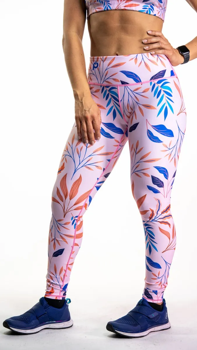 POWER High Waist Leggings Flora Dusty Pink