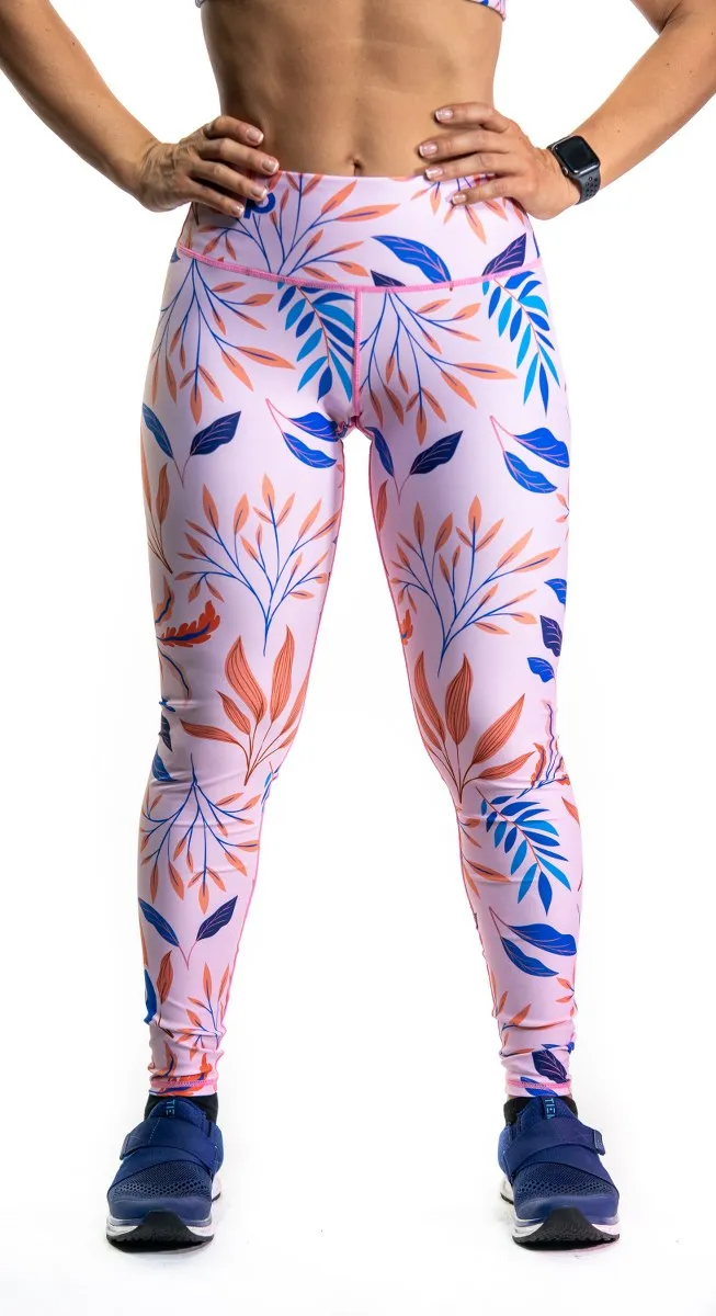 POWER High Waist Leggings Flora Dusty Pink