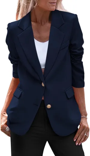 PRETTYGARDEN Women's Spring Fall Business Casual Blazers Long Sleeve Notch Lapel Trendy Work Office Blazer Jackets Outerwear