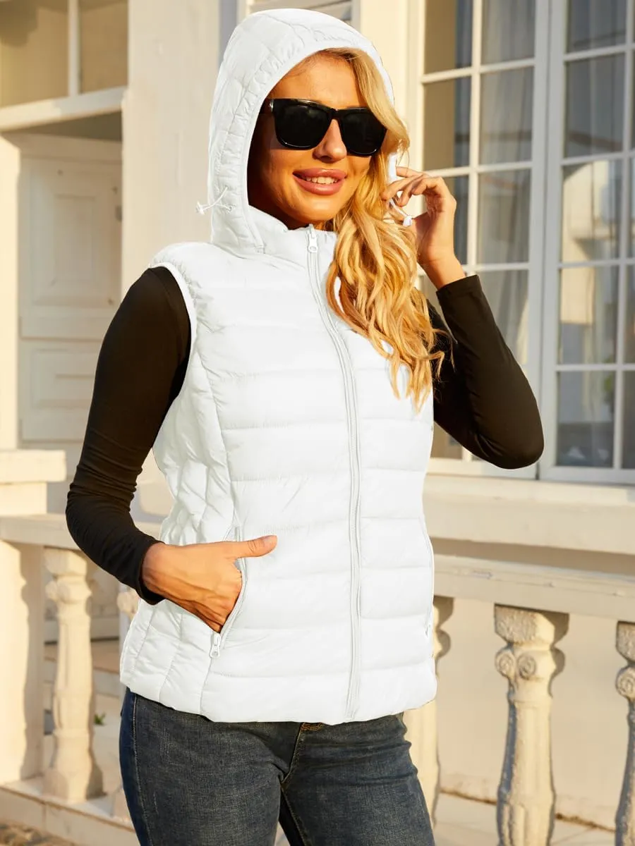 Puffer Vest Women Lightweight Womens Vests Sleeveless Cropped Puffer Vest With Detachable Hood