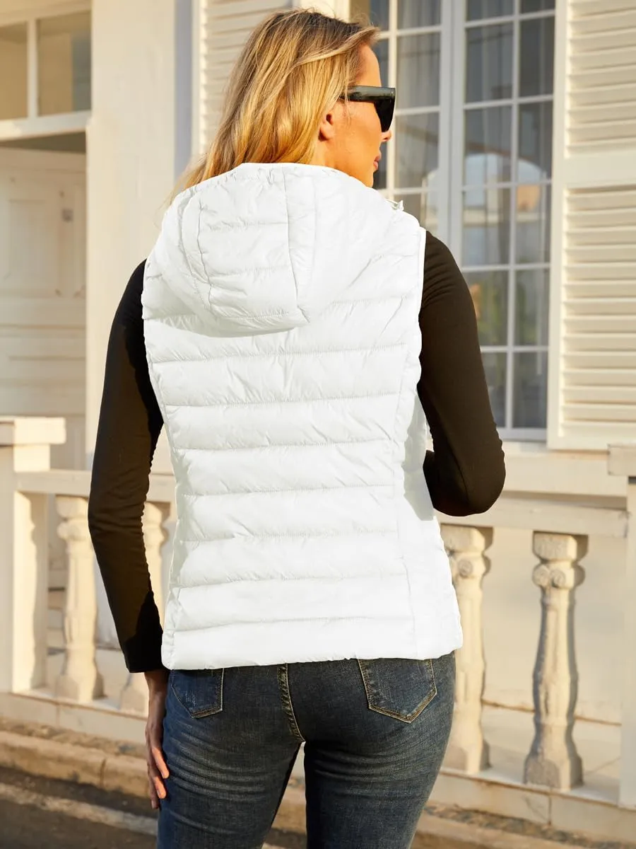 Puffer Vest Women Lightweight Womens Vests Sleeveless Cropped Puffer Vest With Detachable Hood