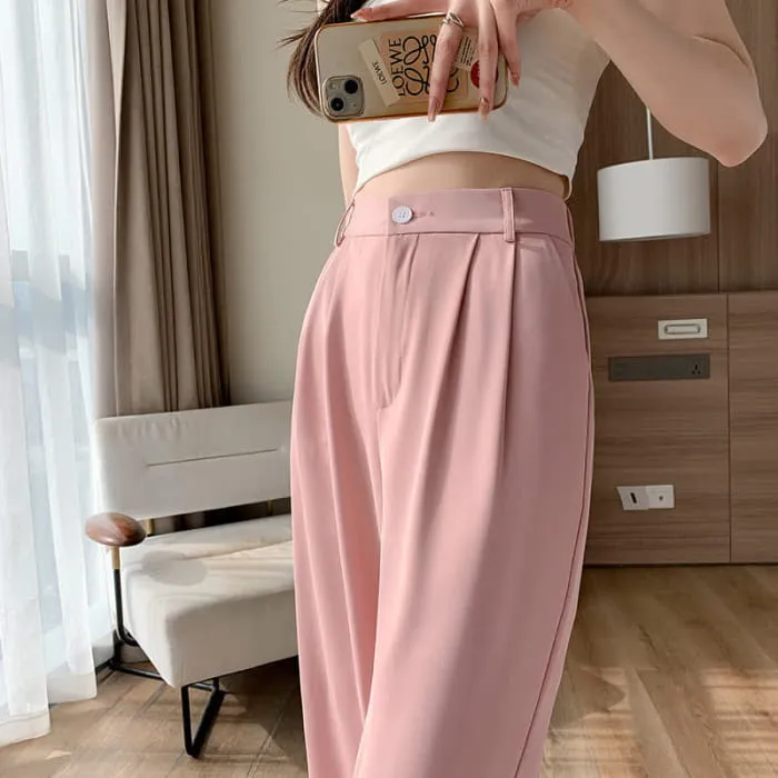 Pure Color Wide Leg Drape Suit Pants