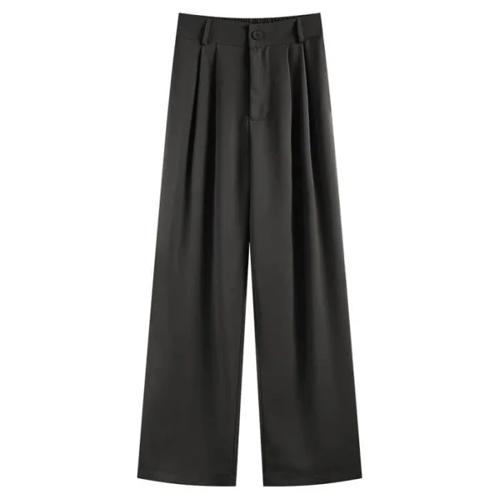 Pure Color Wide Leg Drape Suit Pants