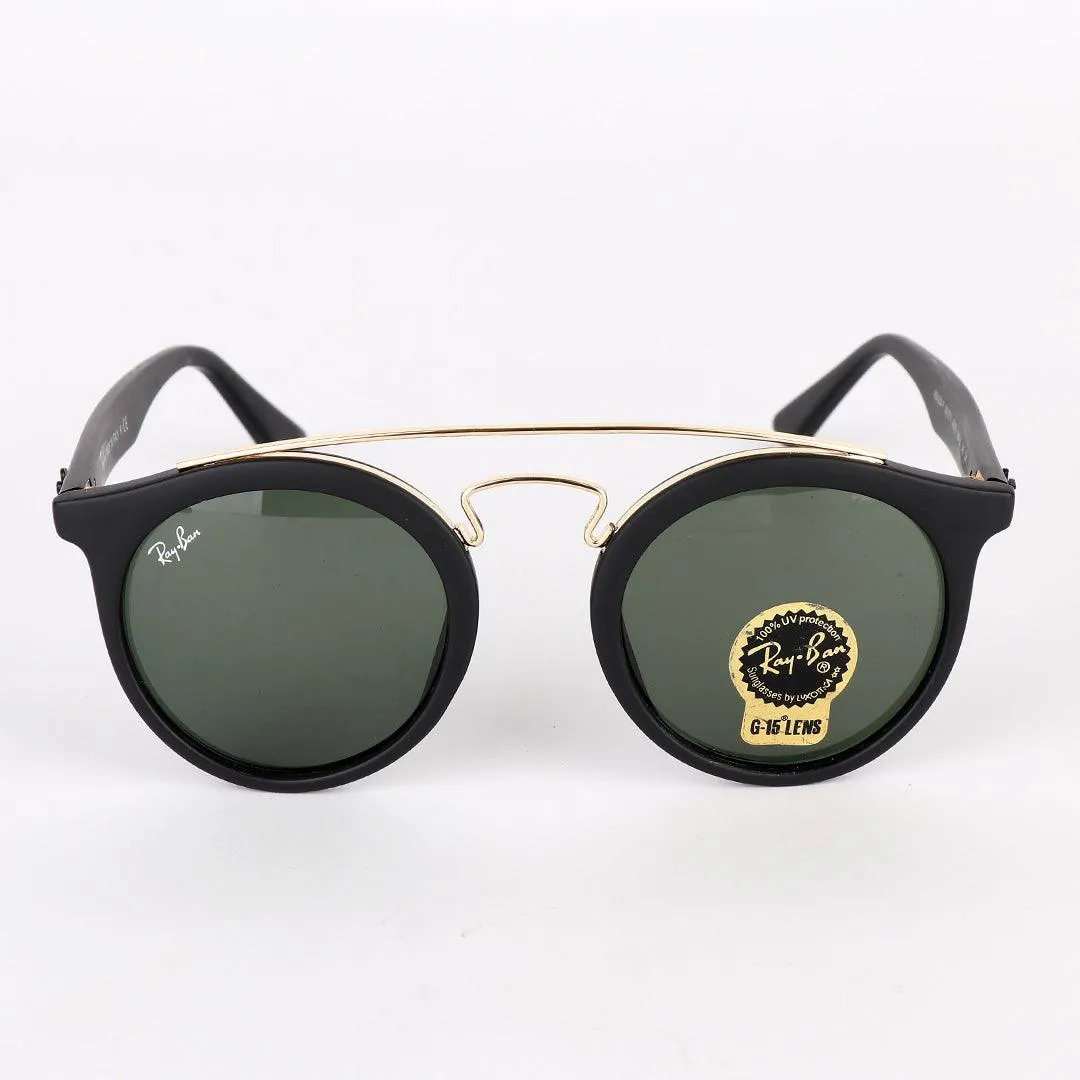 Ray-Ban Round Frame And Gold Metal Black Sunglasses