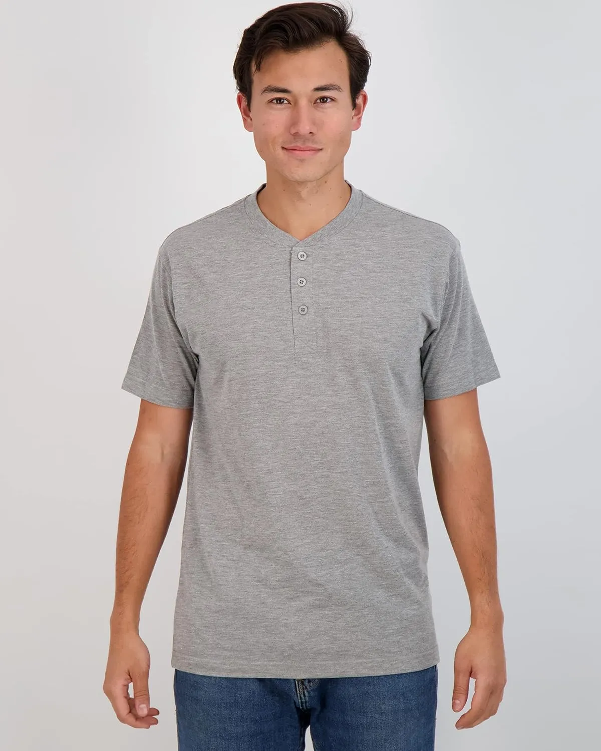 Real Essentials 3 Pack: Men's Cotton Short & Long Sleeve Henley T-Shirt Performance Activewear (Available in Big & Tall)