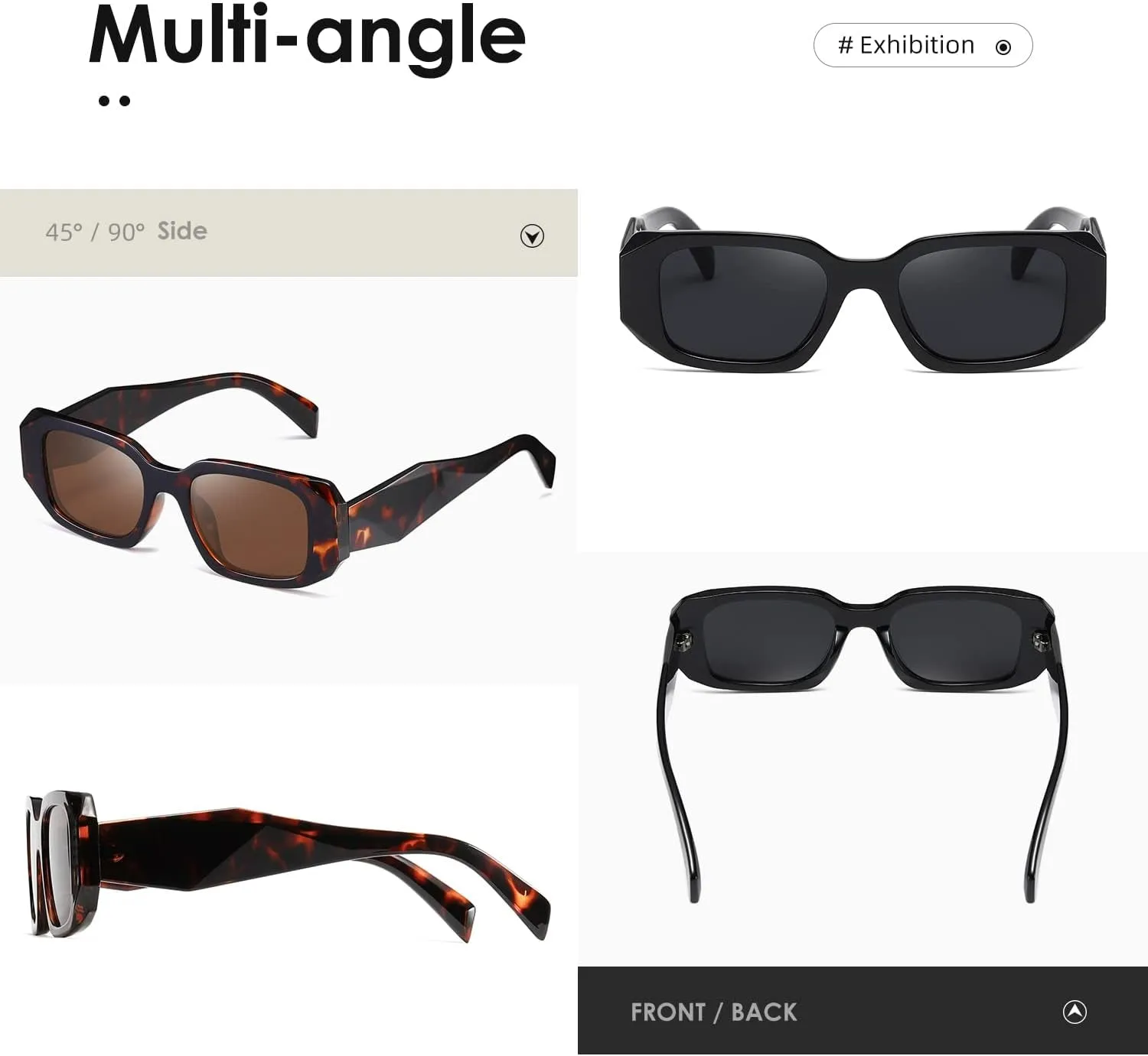 Rectangle Trendy Sunglasses for Women Men Trendy Retro Trendy Sun Glasses 90’s Vintage Square Frame