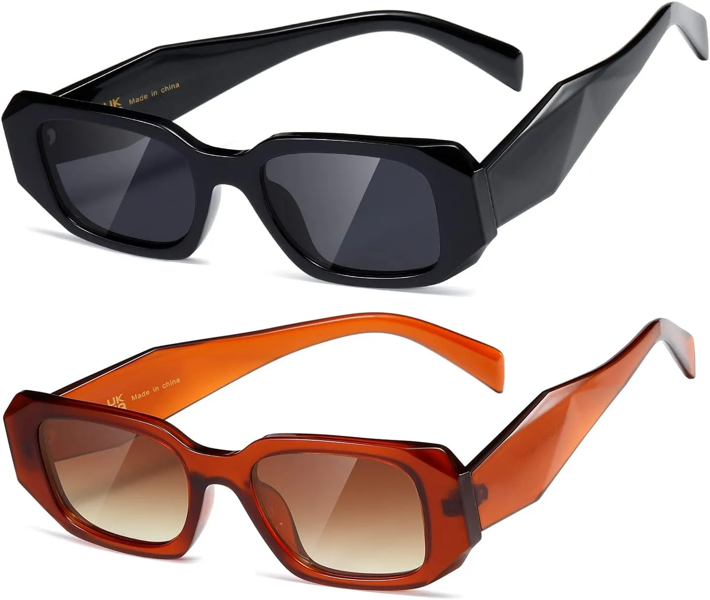 Rectangle Trendy Sunglasses for Women Men Trendy Retro Trendy Sun Glasses 90’s Vintage Square Frame