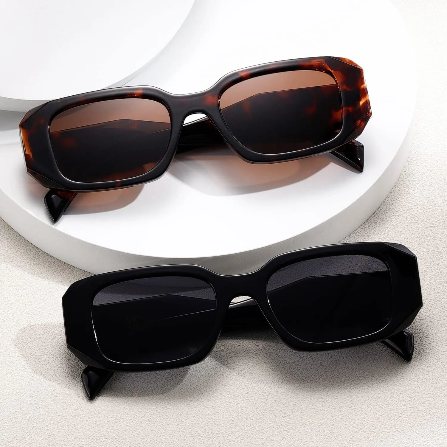 Rectangle Trendy Sunglasses for Women Men Trendy Retro Trendy Sun Glasses 90’s Vintage Square Frame