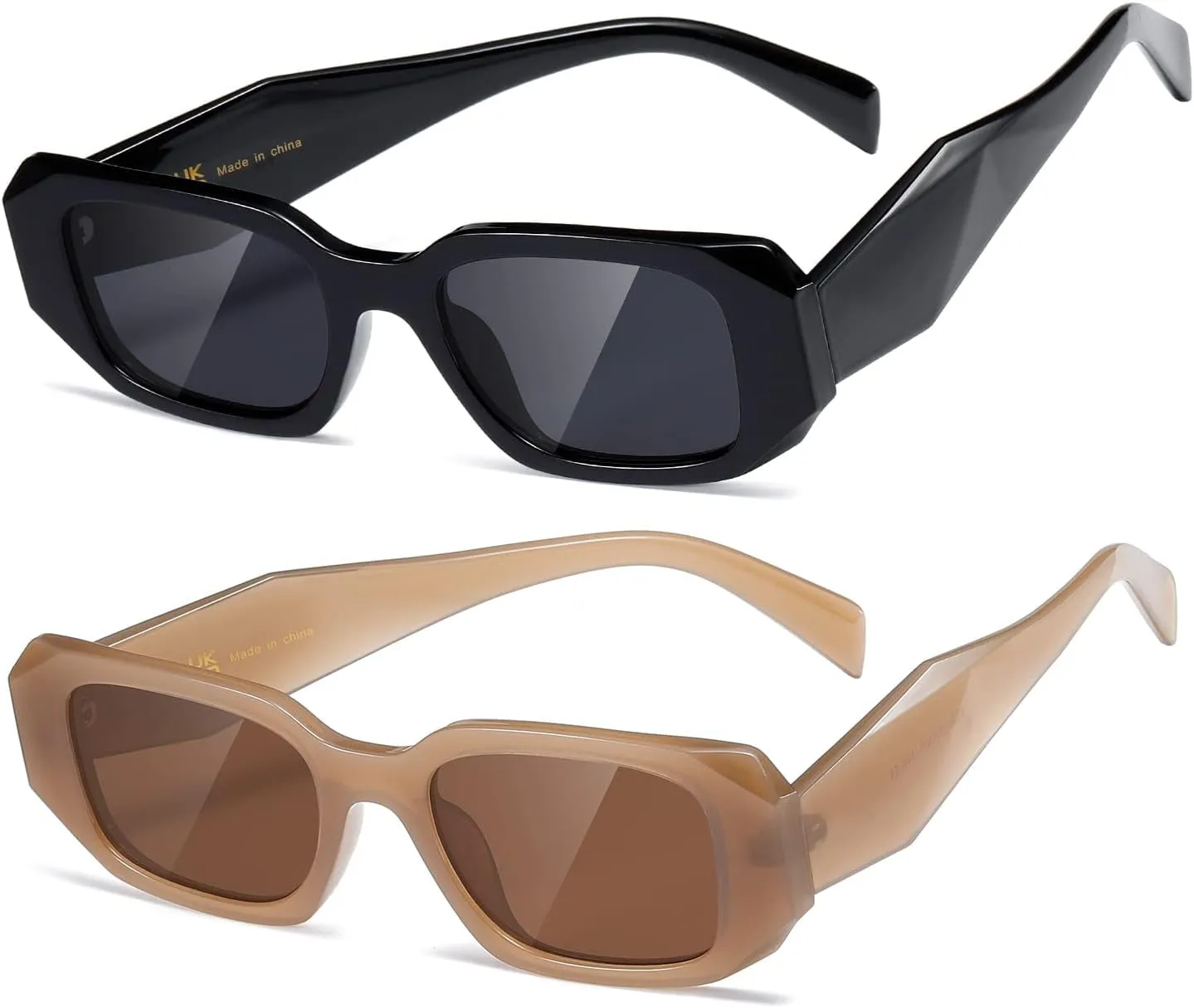 Rectangle Trendy Sunglasses for Women Men Trendy Retro Trendy Sun Glasses 90’s Vintage Square Frame
