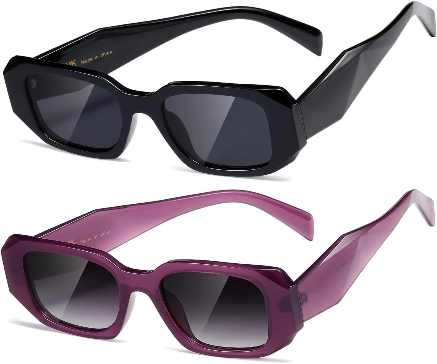 Rectangle Trendy Sunglasses for Women Men Trendy Retro Trendy Sun Glasses 90’s Vintage Square Frame