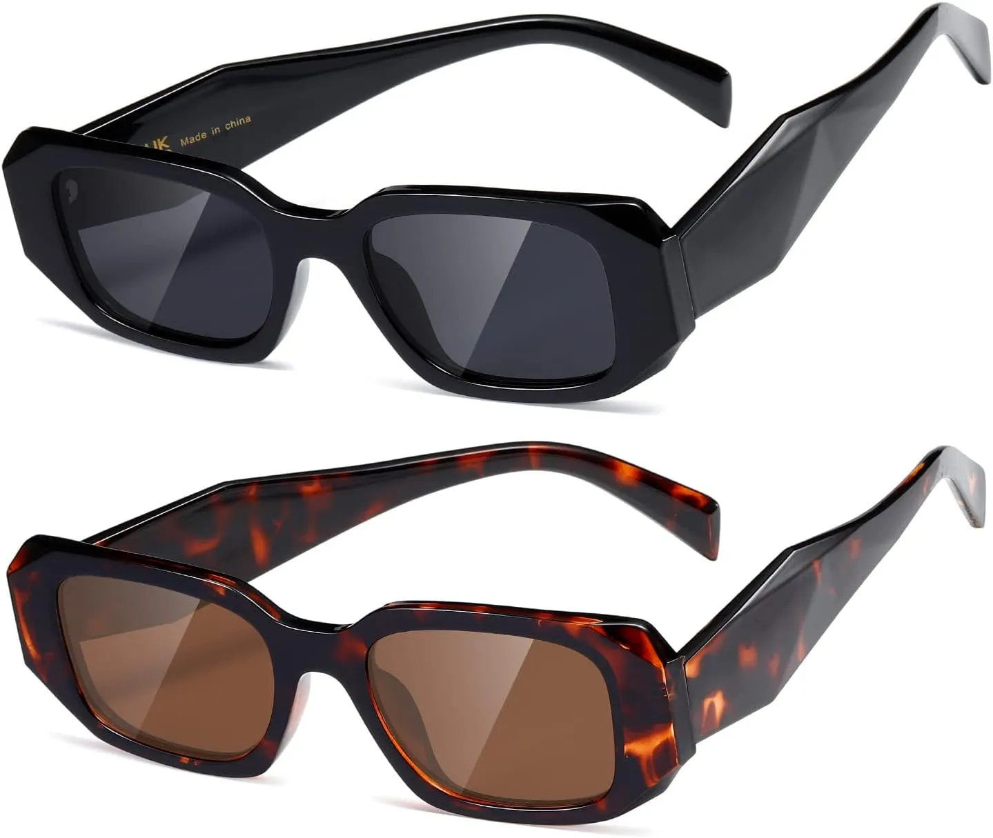 Rectangle Trendy Sunglasses for Women Men Trendy Retro Trendy Sun Glasses 90’s Vintage Square Frame