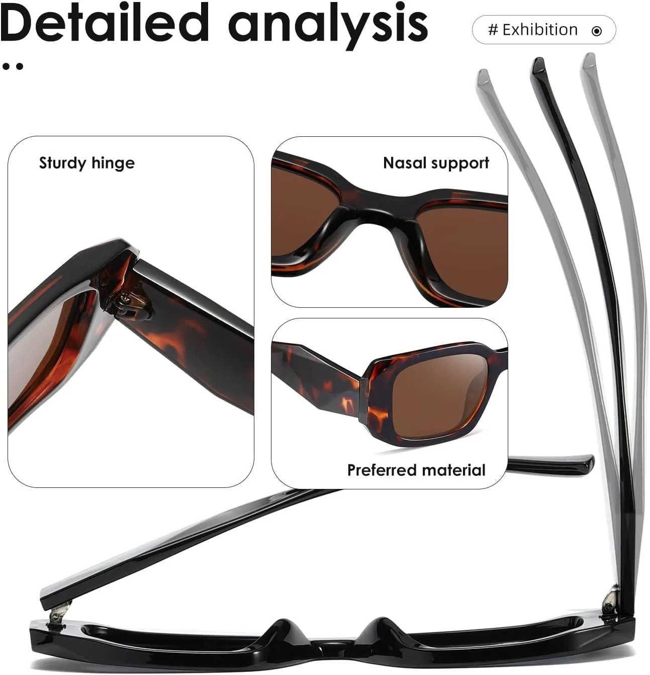 Rectangle Trendy Sunglasses for Women Men Trendy Retro Trendy Sun Glasses 90’s Vintage Square Frame
