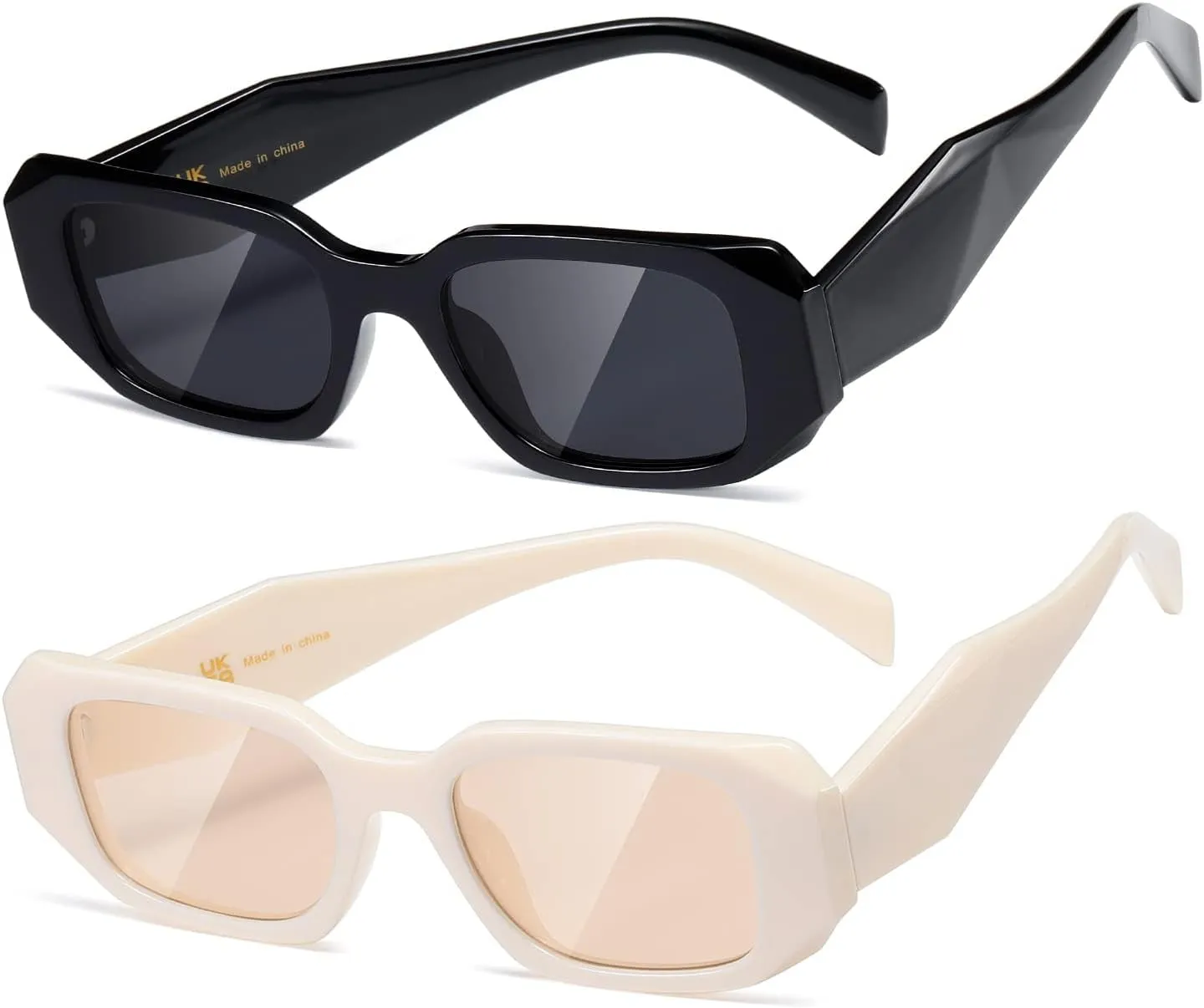 Rectangle Trendy Sunglasses for Women Men Trendy Retro Trendy Sun Glasses 90’s Vintage Square Frame