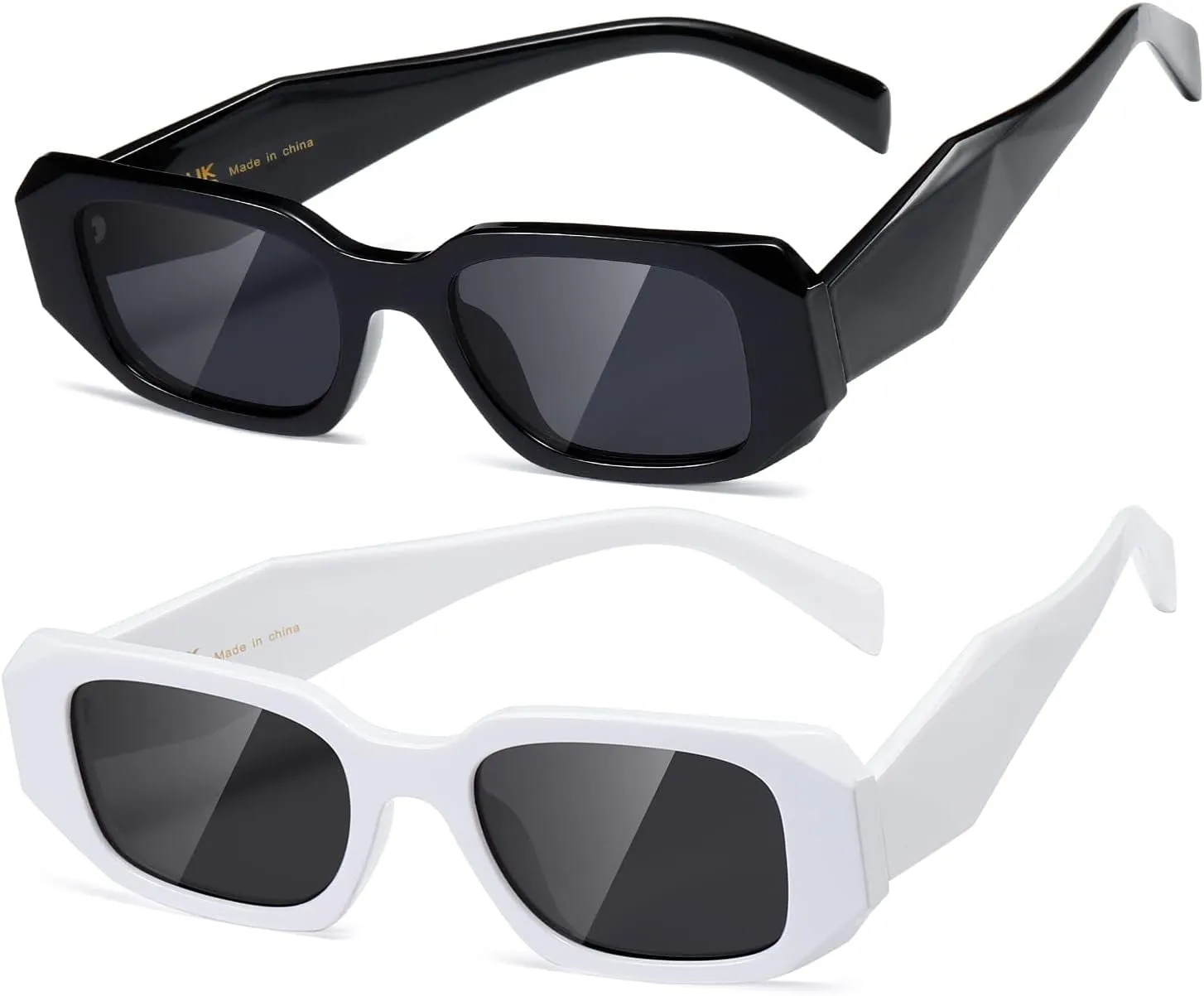 Rectangle Trendy Sunglasses for Women Men Trendy Retro Trendy Sun Glasses 90’s Vintage Square Frame