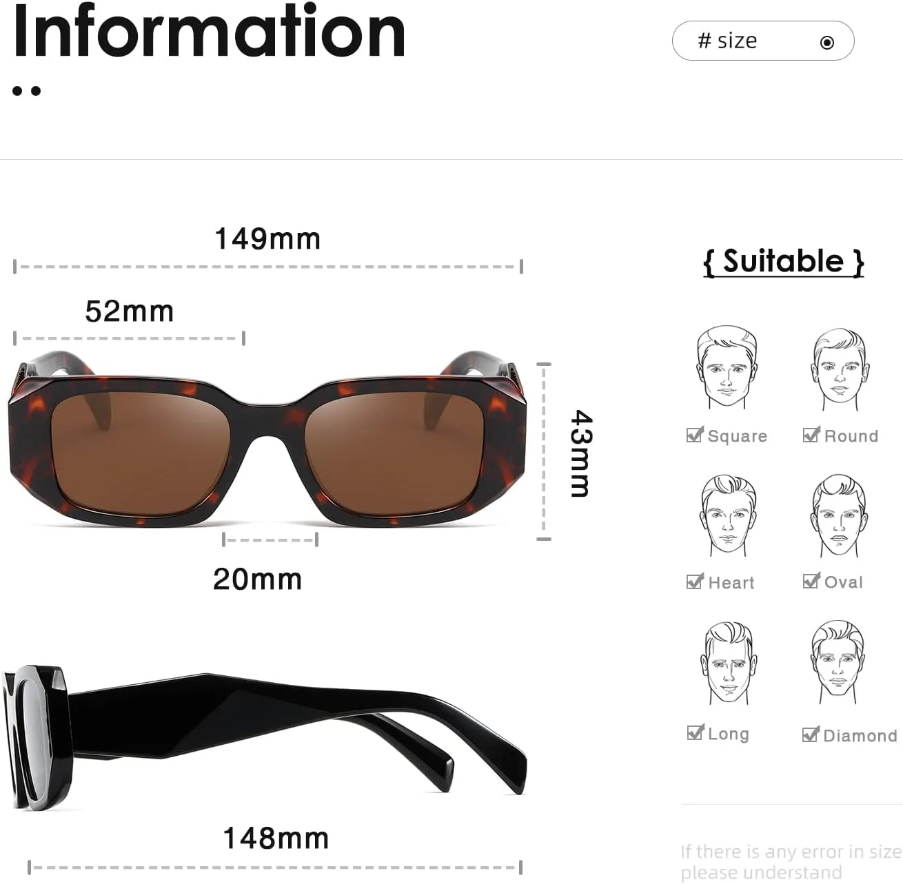 Rectangle Trendy Sunglasses for Women Men Trendy Retro Trendy Sun Glasses 90’s Vintage Square Frame