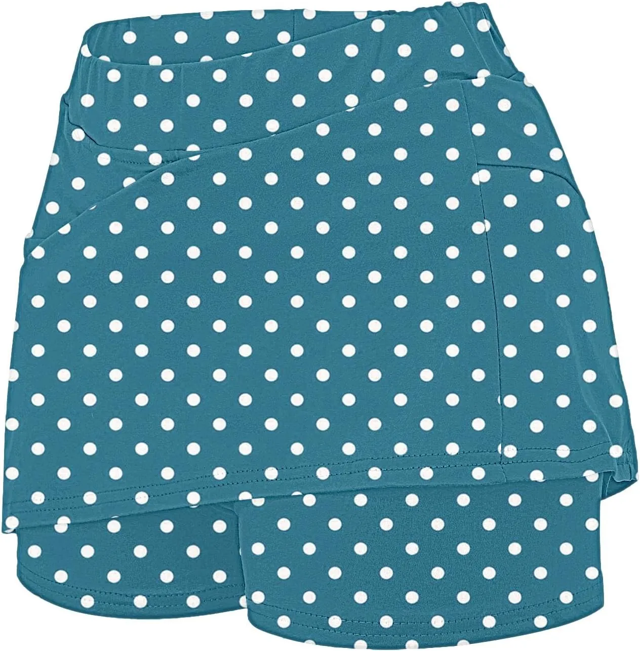 Red Polka Dot Skirt Elastic Yoga Culottes for Women Polka Dot Tiered High Wasited Skirts Tennis Shorts with Pockets