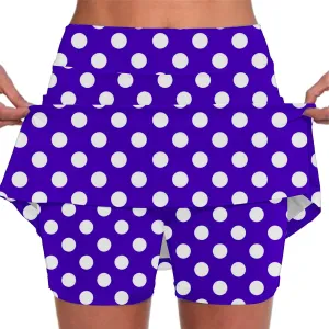 Red Polka Dot Skirt Elastic Yoga Culottes for Women Polka Dot Tiered High Wasited Skirts Tennis Shorts with Pockets