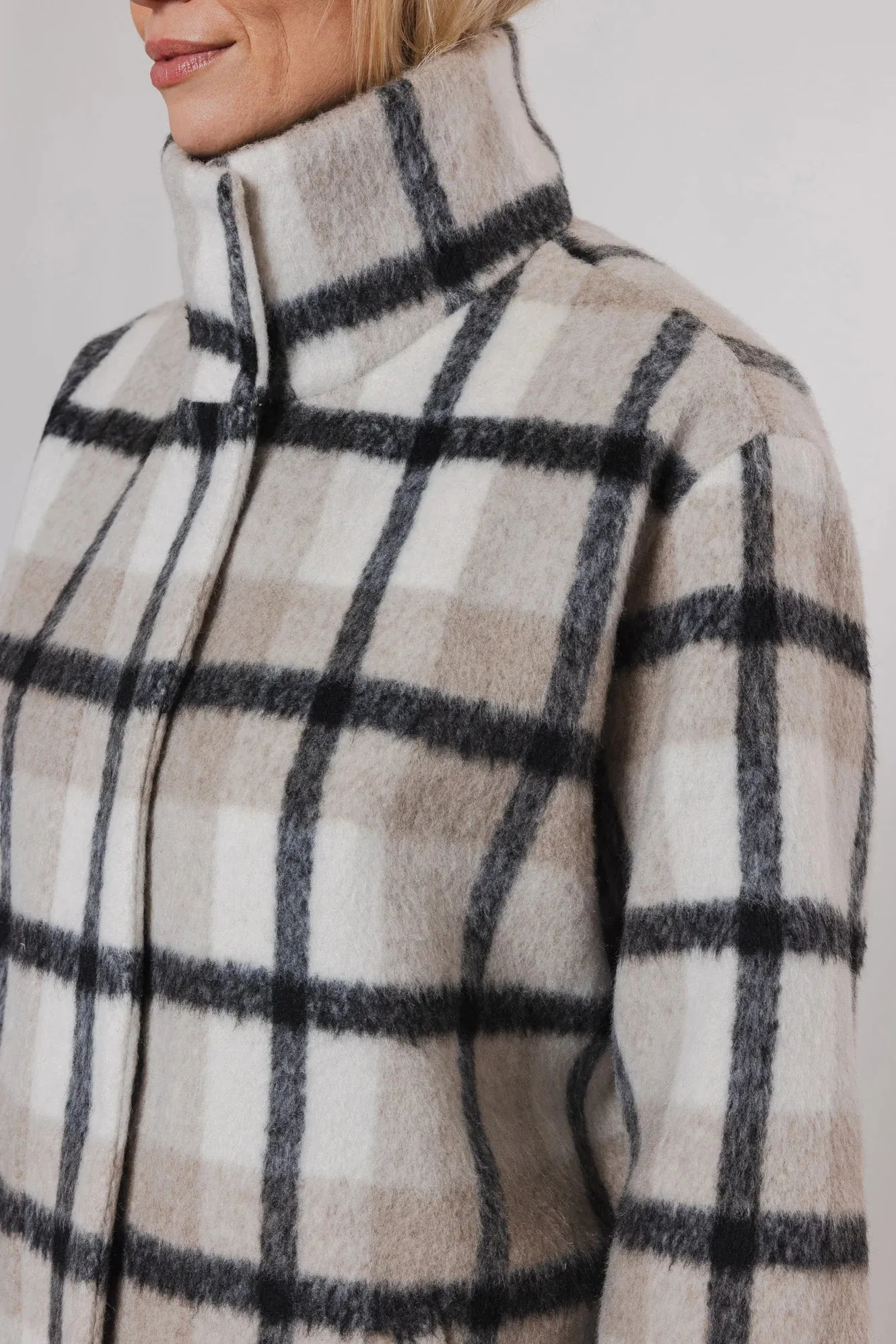 Rino & Pelle Coat - Deva Checked Midi - Sand