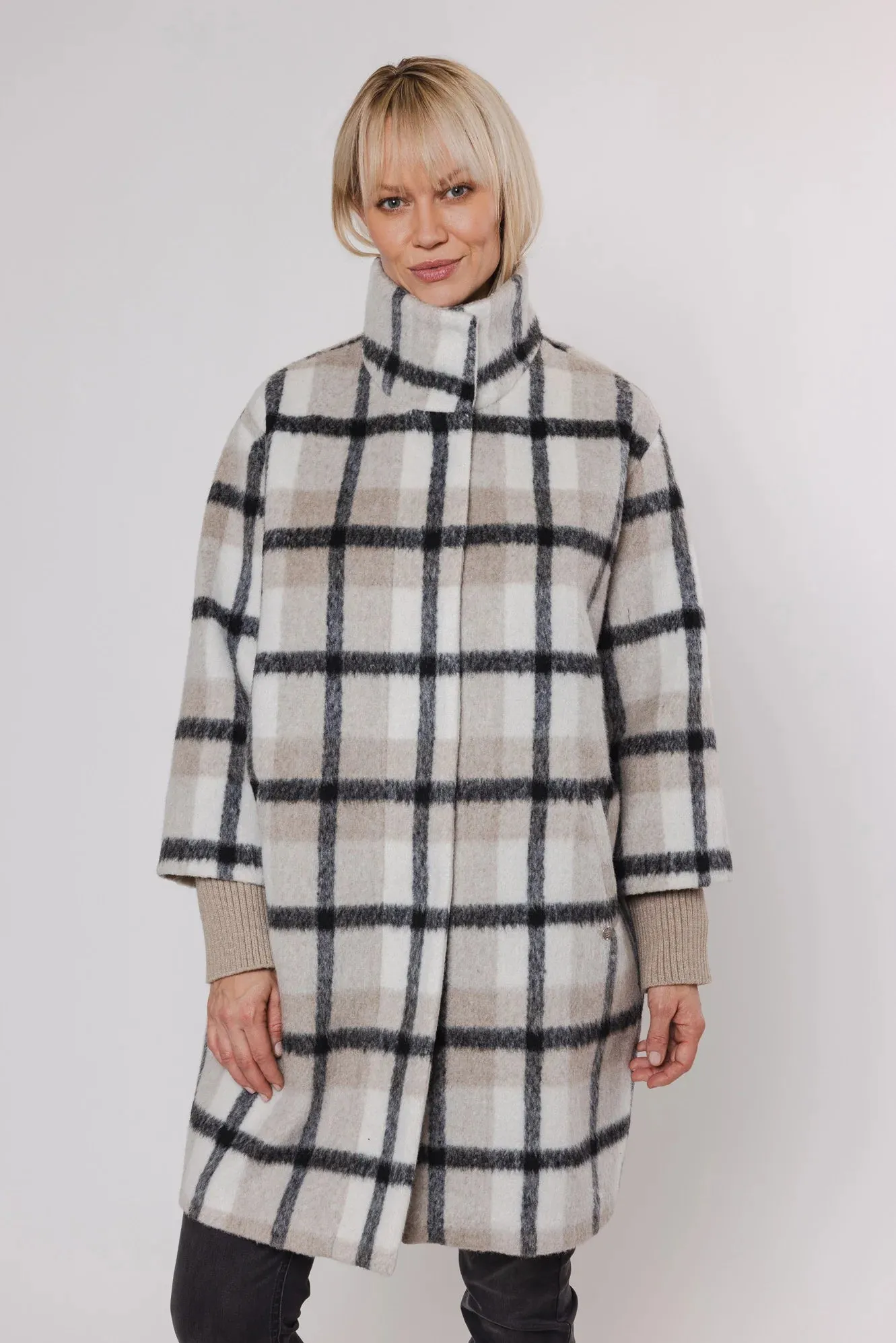 Rino & Pelle Coat - Deva Checked Midi - Sand