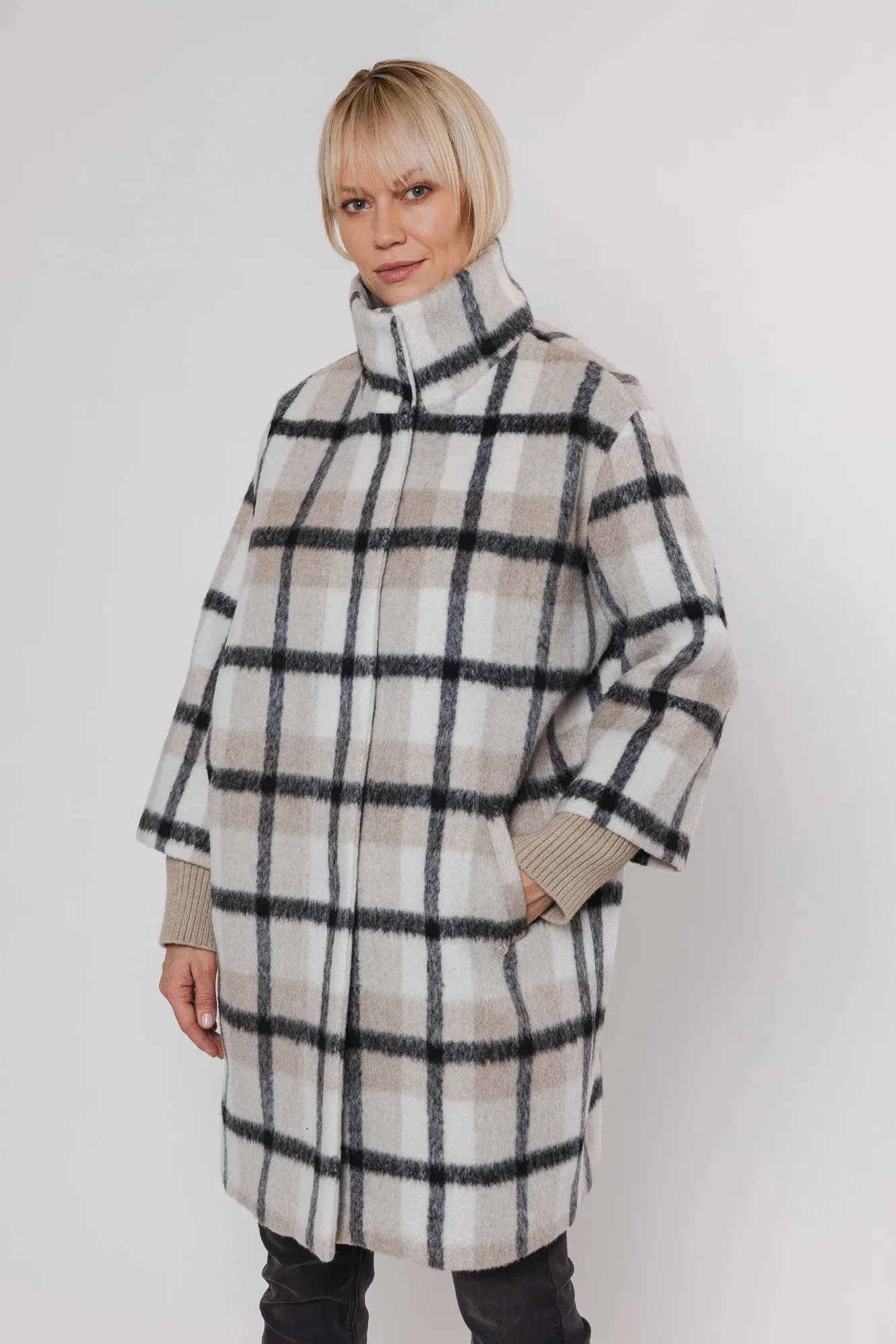 Rino & Pelle Coat - Deva Checked Midi - Sand
