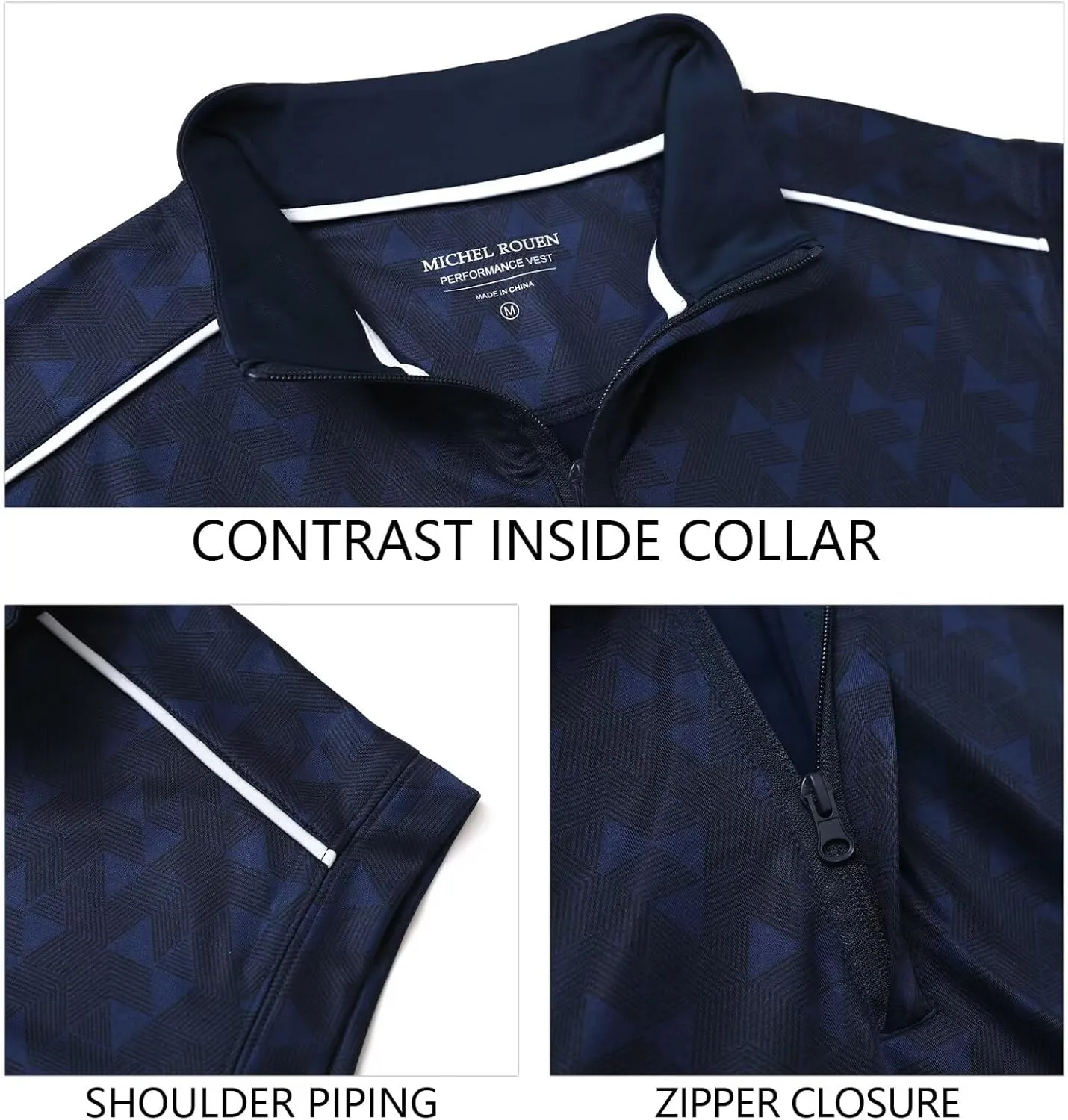 Rouen Mens Vests Outerwear Lightweight Moisture Wicking Midlayer Sleeveless Sports Golf Quarter Zip Pullover Mens Vest