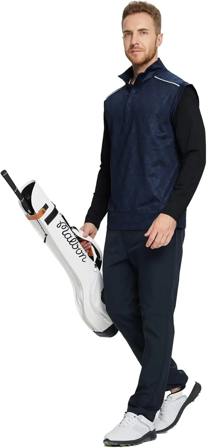 Rouen Mens Vests Outerwear Lightweight Moisture Wicking Midlayer Sleeveless Sports Golf Quarter Zip Pullover Mens Vest
