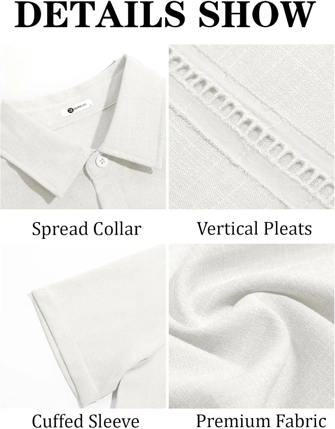 Runcati Mens Cuban Guayabera Shirts Short Sleeve Linen Casual Shirt Button Down Beach Summer Mexican Shirts