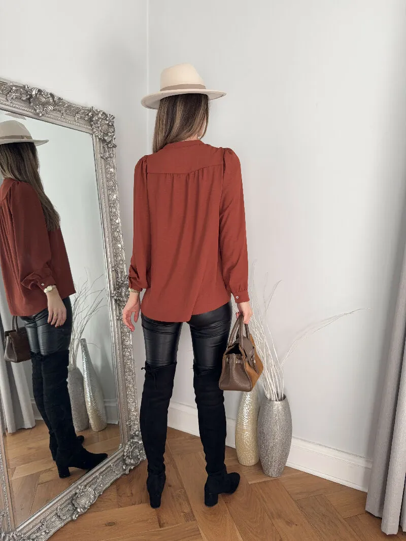 Rust Elegant Shirt Blouse