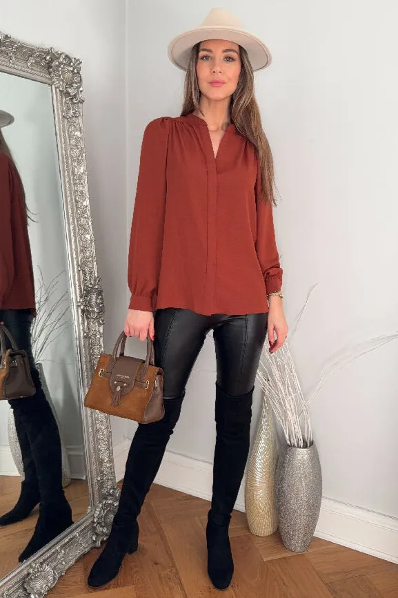 Rust Elegant Shirt Blouse