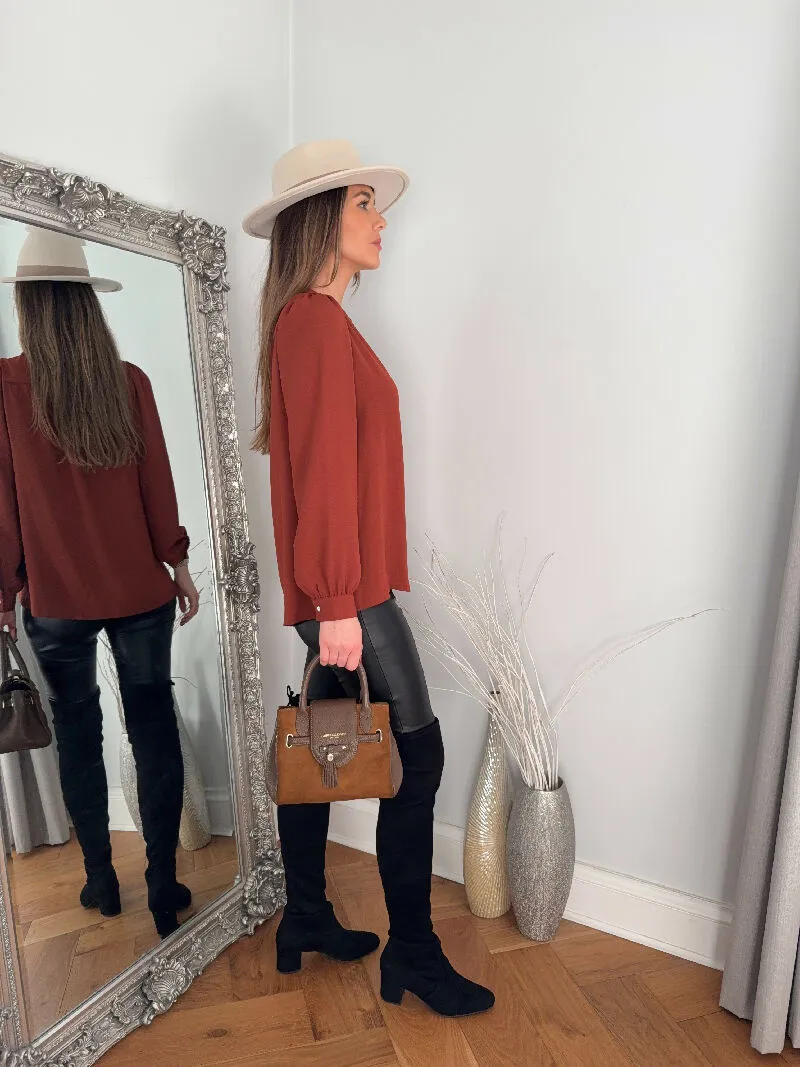 Rust Elegant Shirt Blouse