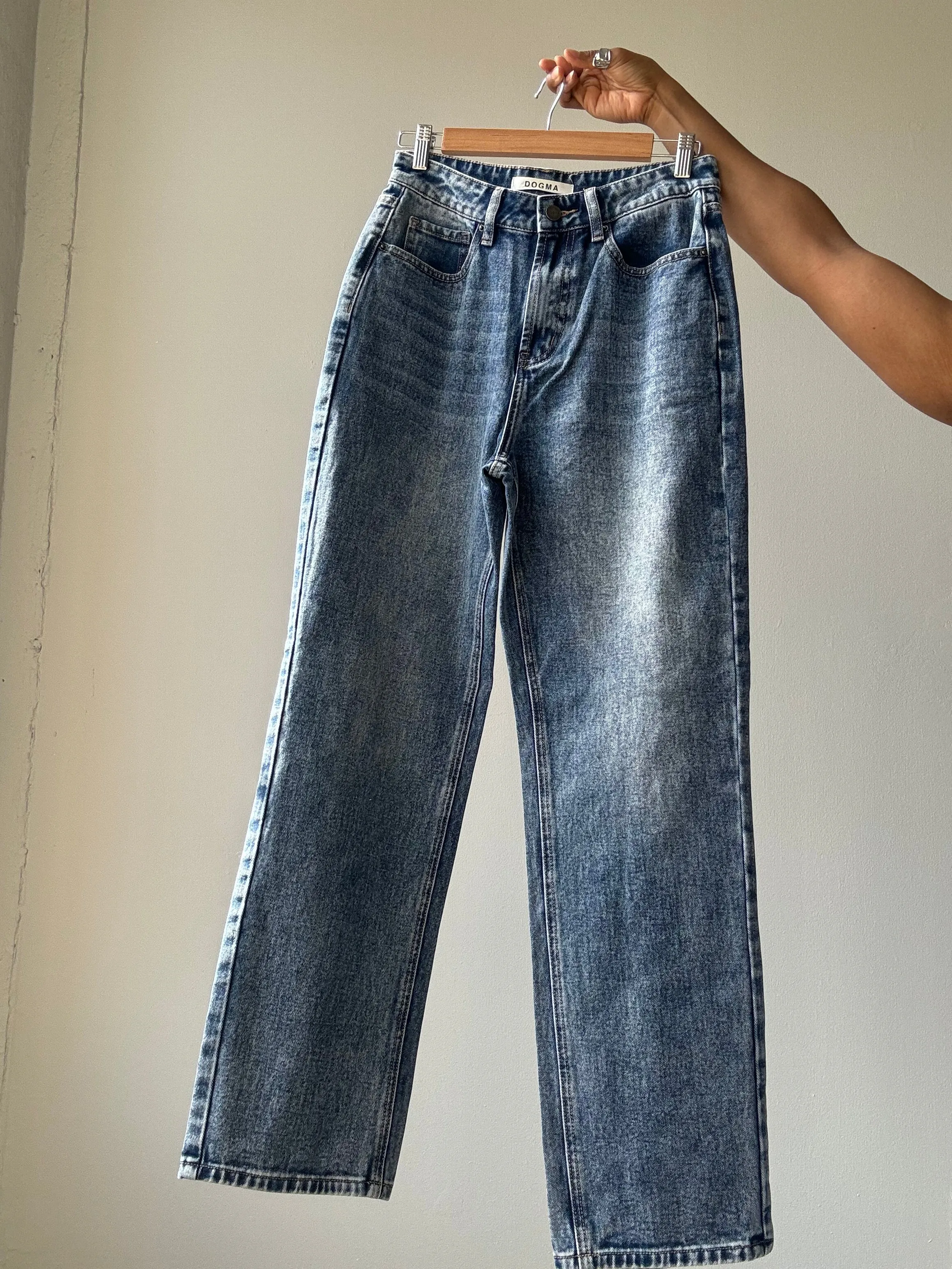 Sadie High Rise Classic Straight Leg Jeans In Vintage Dark Denim