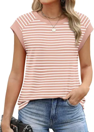 SAMPEEL Womens Tops Summer Dressy Casual Raglan Cap Sleeve T Shirts Basic Tee Shirts Trendy 2025