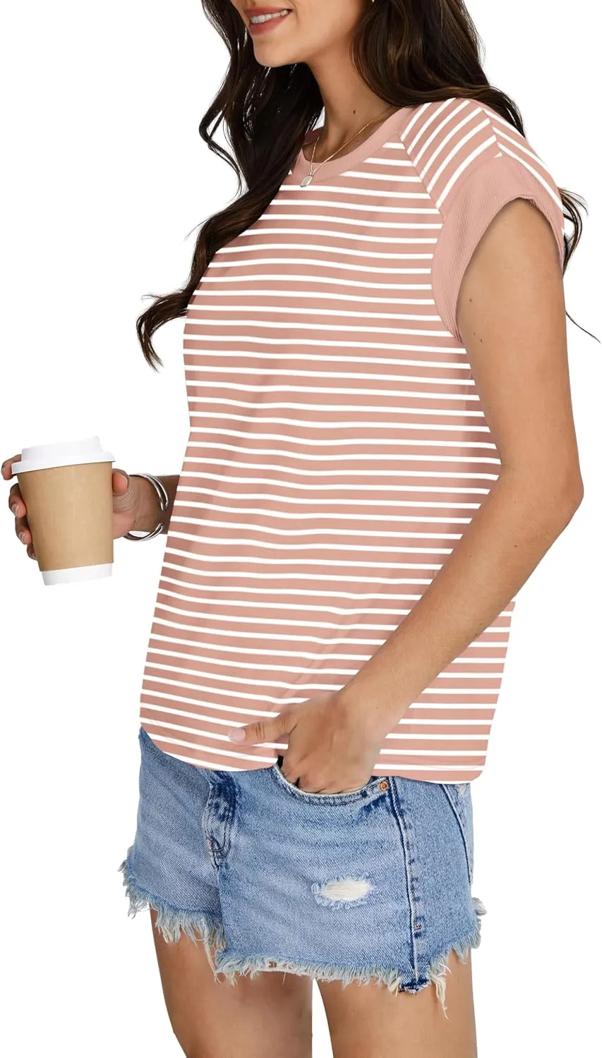 SAMPEEL Womens Tops Summer Dressy Casual Raglan Cap Sleeve T Shirts Basic Tee Shirts Trendy 2025