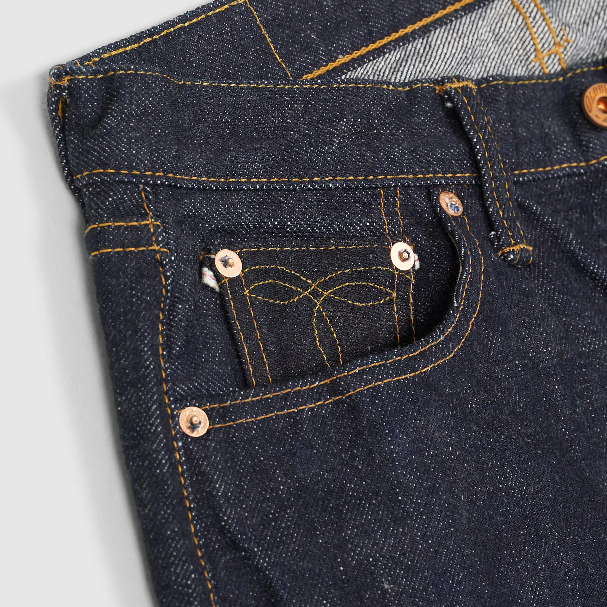Samurai x Oldblue 21 oz Slim Straight «Wild West Tale from The East» Denim