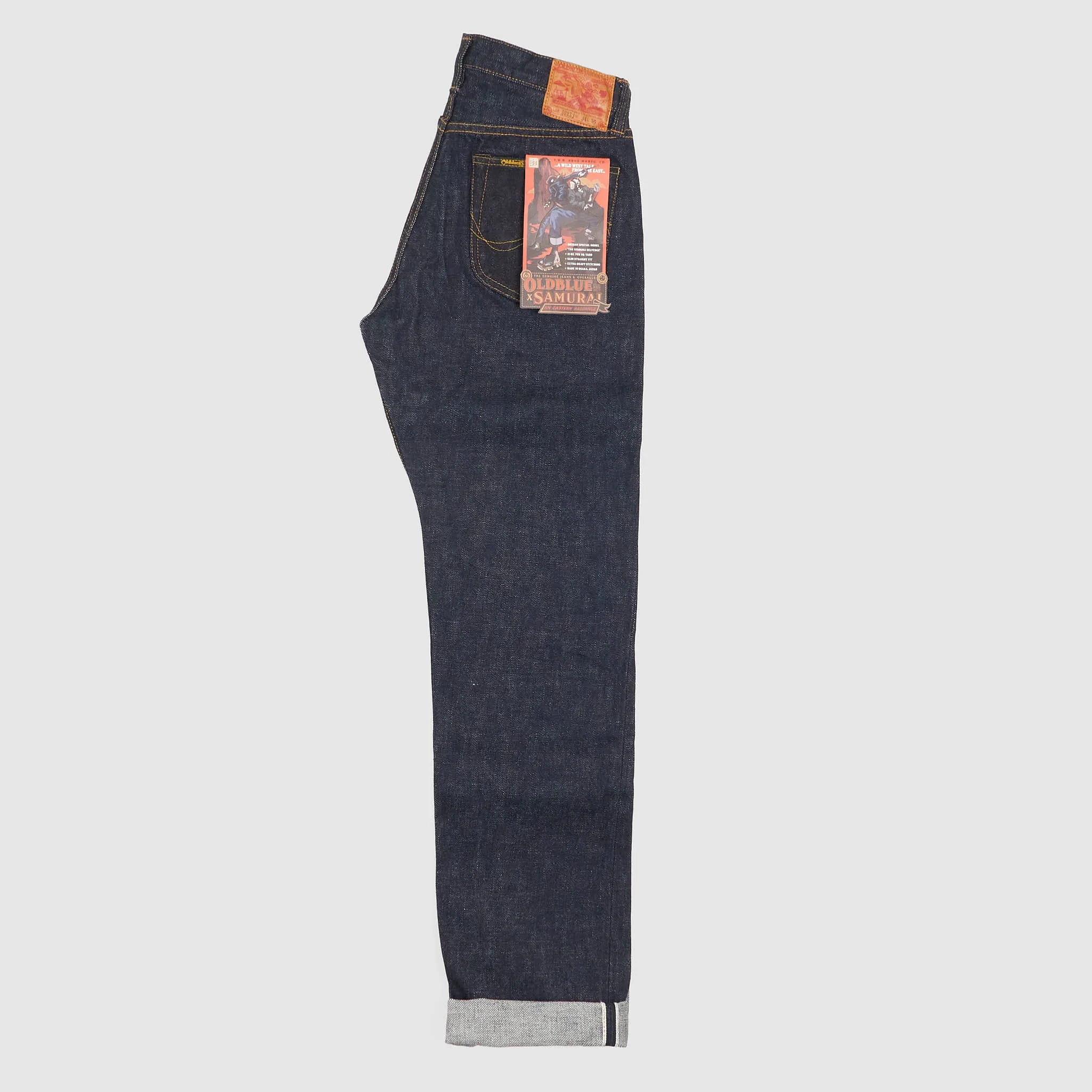 Samurai x Oldblue 21 oz Slim Straight «Wild West Tale from The East» Denim