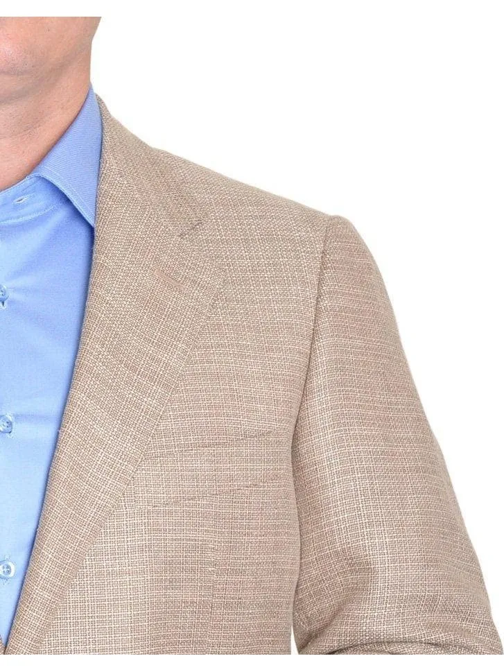 Sartoria Partenopea 40R 50 Brown Tan Wool Linen Silk Men's Blazer Sportcoat