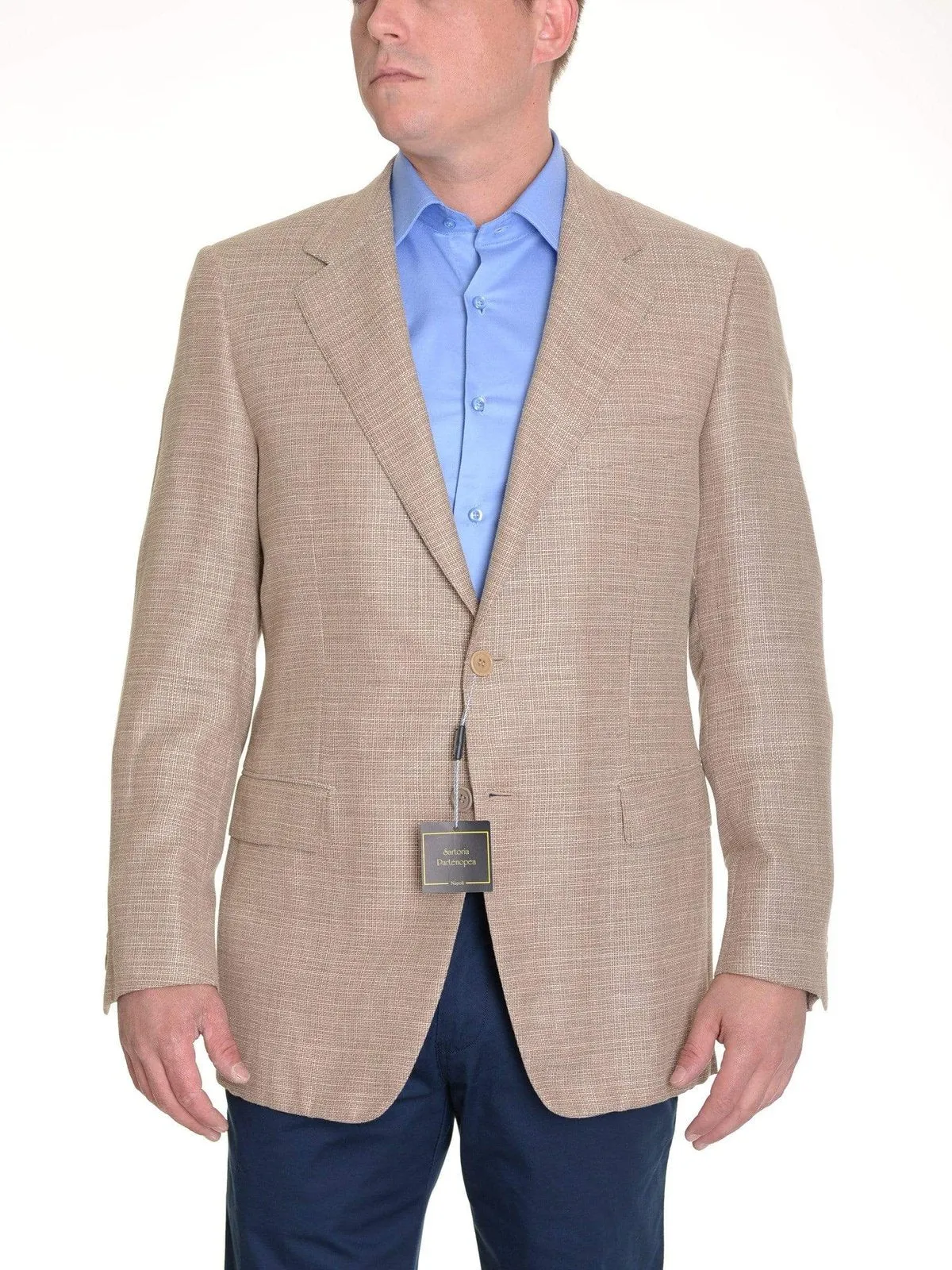 Sartoria Partenopea 40R 50 Brown Tan Wool Linen Silk Men's Blazer Sportcoat