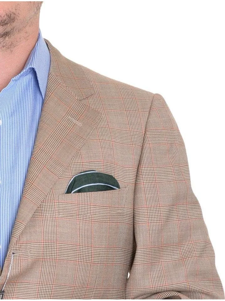 Sartoria Partenopea Italy 40R 50 Light Brown Glen Plaid Canvassed Wool Sportcoat