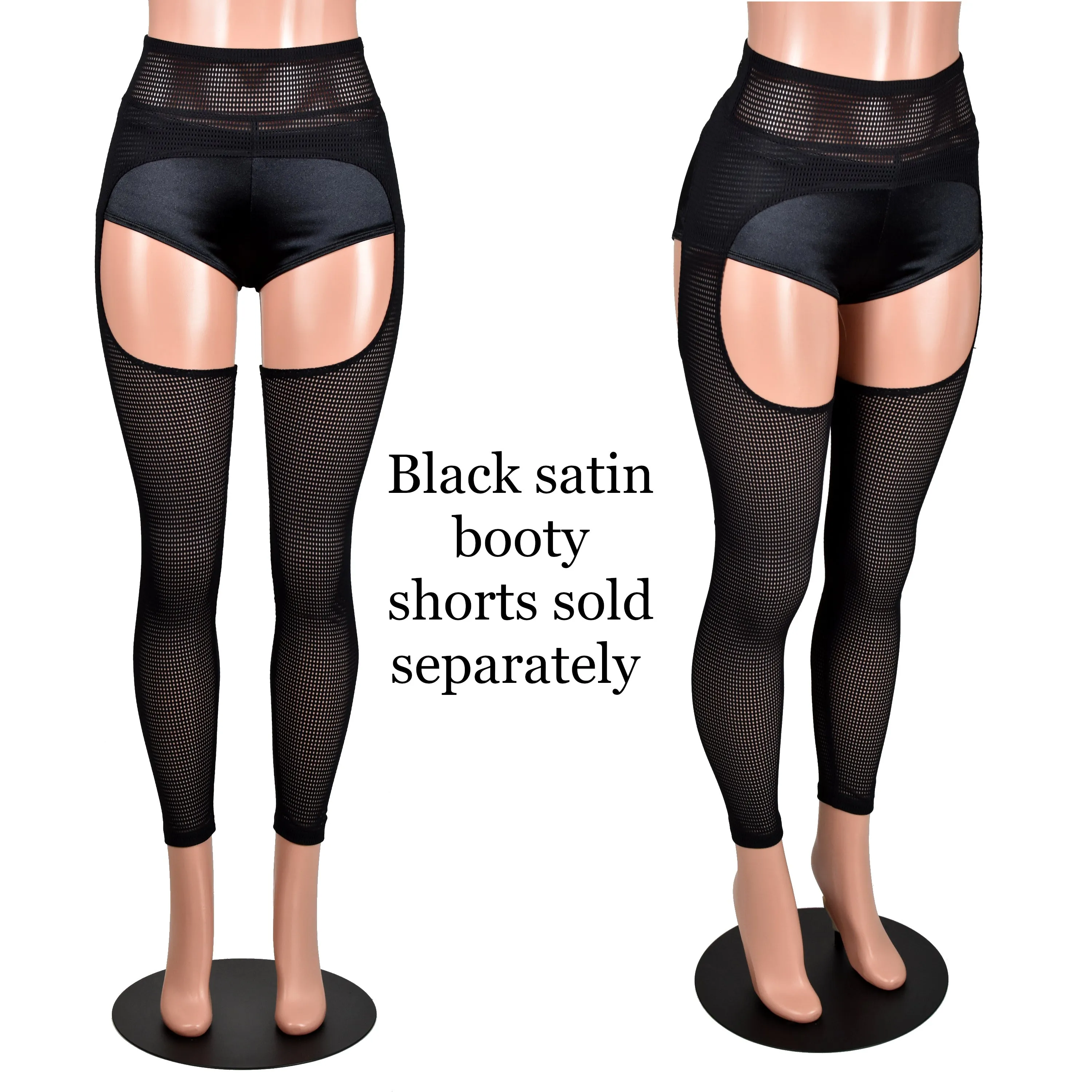 Sheer Black Grid Mesh Chaps (stretch leggings)