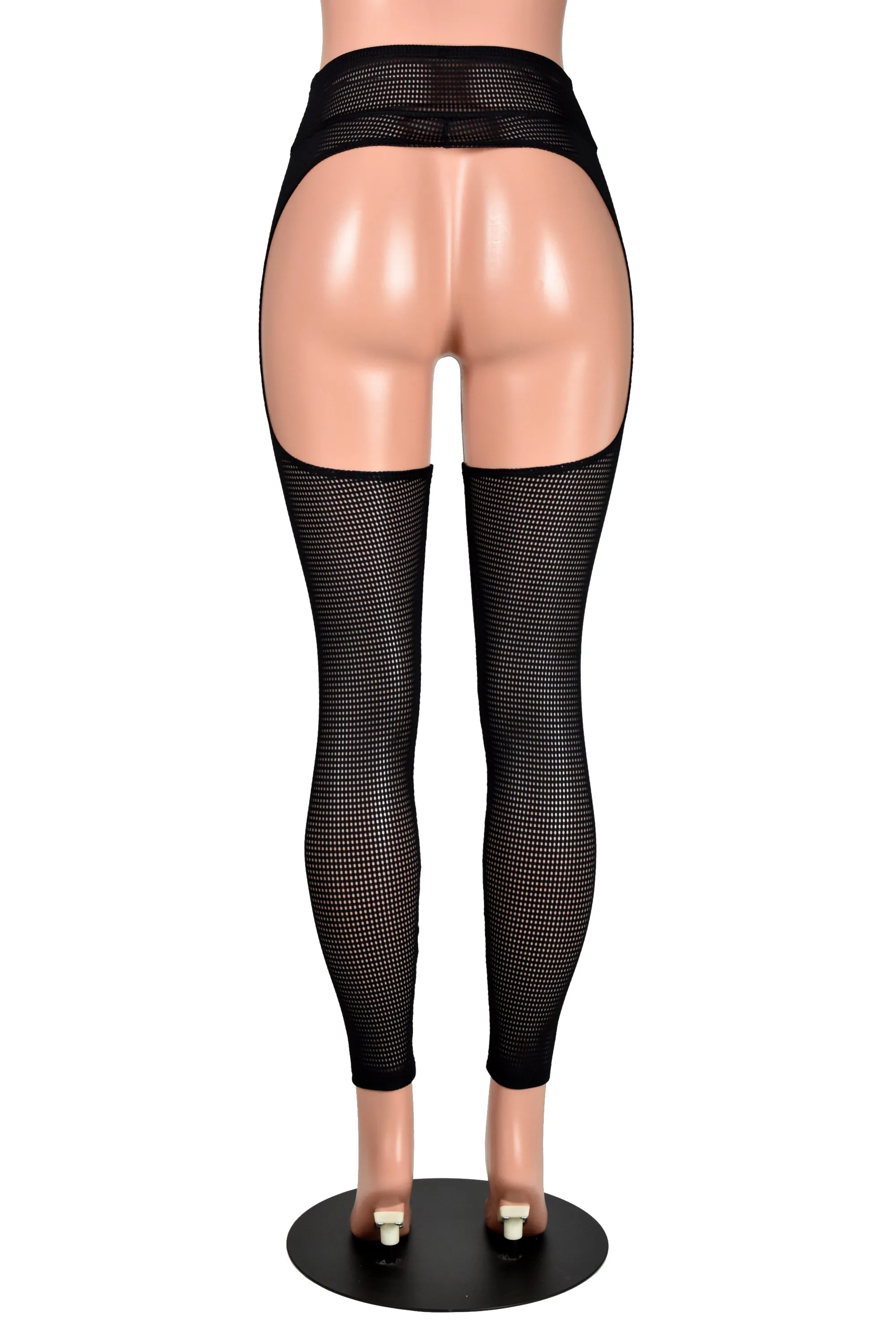 Sheer Black Grid Mesh Chaps (stretch leggings)