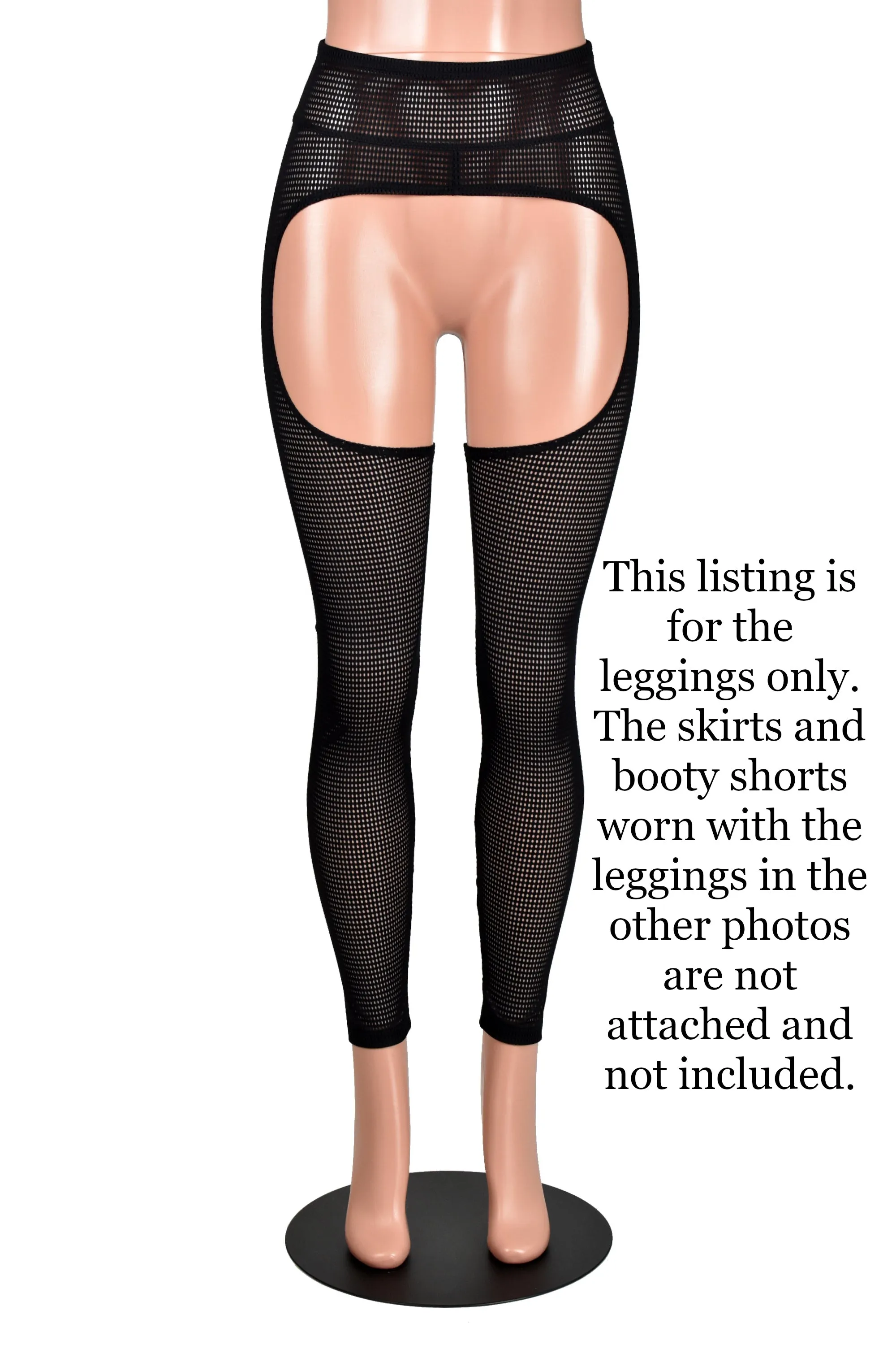 Sheer Black Grid Mesh Chaps (stretch leggings)