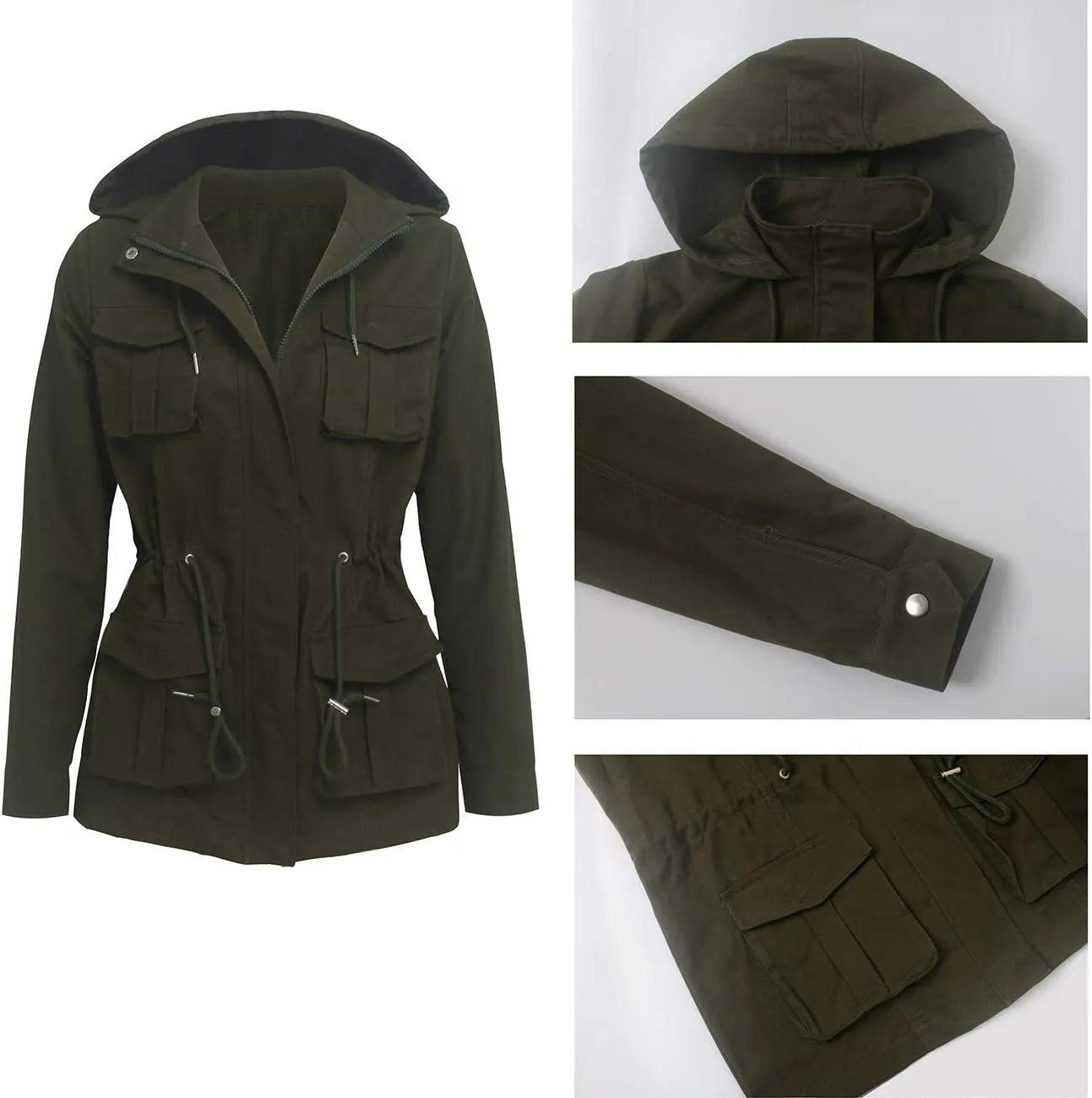 SheKiss Womens Camouflage Shacket Jacket Coats Fashion Fall Long Sleeve Zipper Canvas Camo Jackets with Pockets