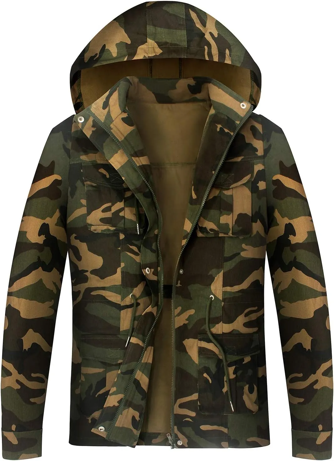 SheKiss Womens Camouflage Shacket Jacket Coats Fashion Fall Long Sleeve Zipper Canvas Camo Jackets with Pockets