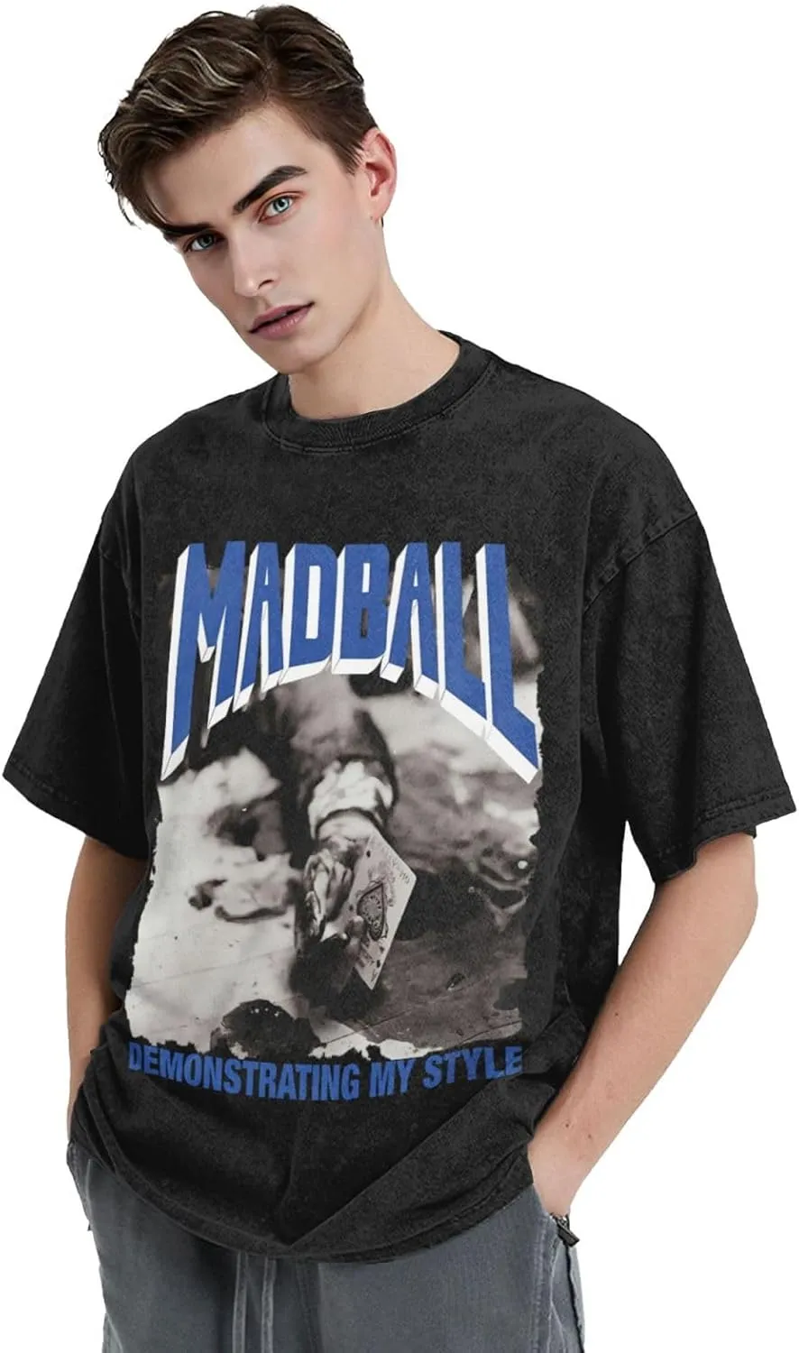 Shirt Men Oversized Crew Neck Vintage 80s 90s Tops