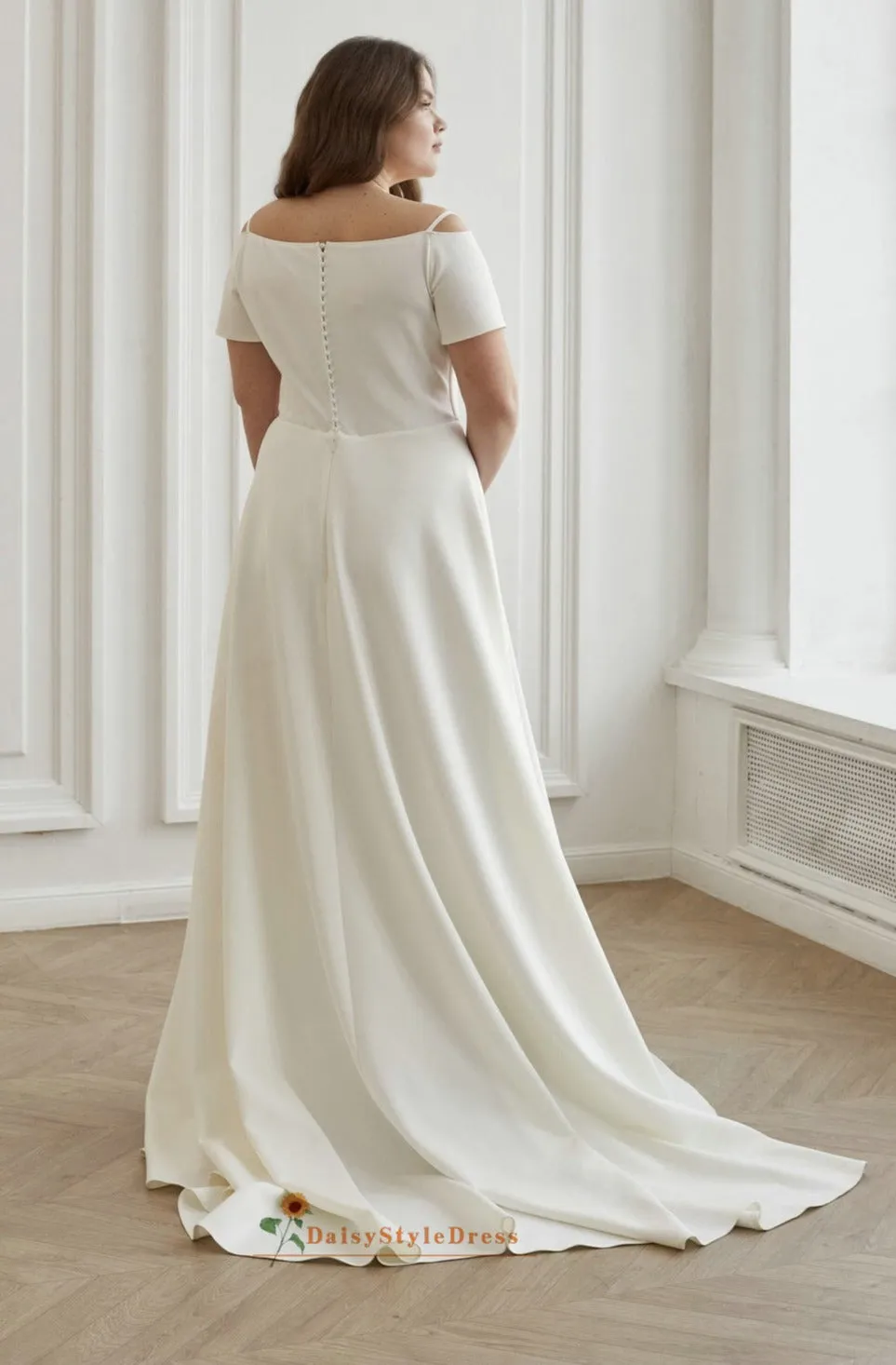 Short Sleeve Plus Size Wedding Dress