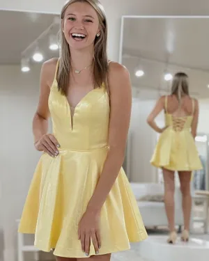 Short Sparkle Yellow Homecoming Dress