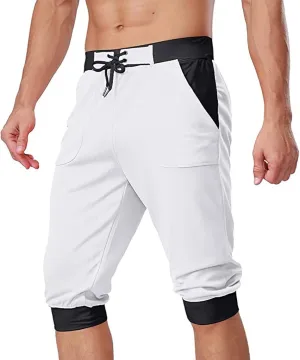 Shorts Men Athletic Men's Patchwork Slim fit 5 Inch Inseam Gym Shorts Running Shorts Basketball Shorts with Drawtring