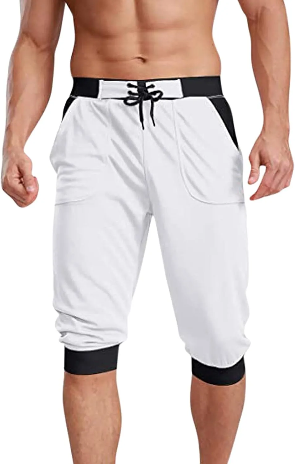 Shorts Men Athletic Men's Patchwork Slim fit 5 Inch Inseam Gym Shorts Running Shorts Basketball Shorts with Drawtring