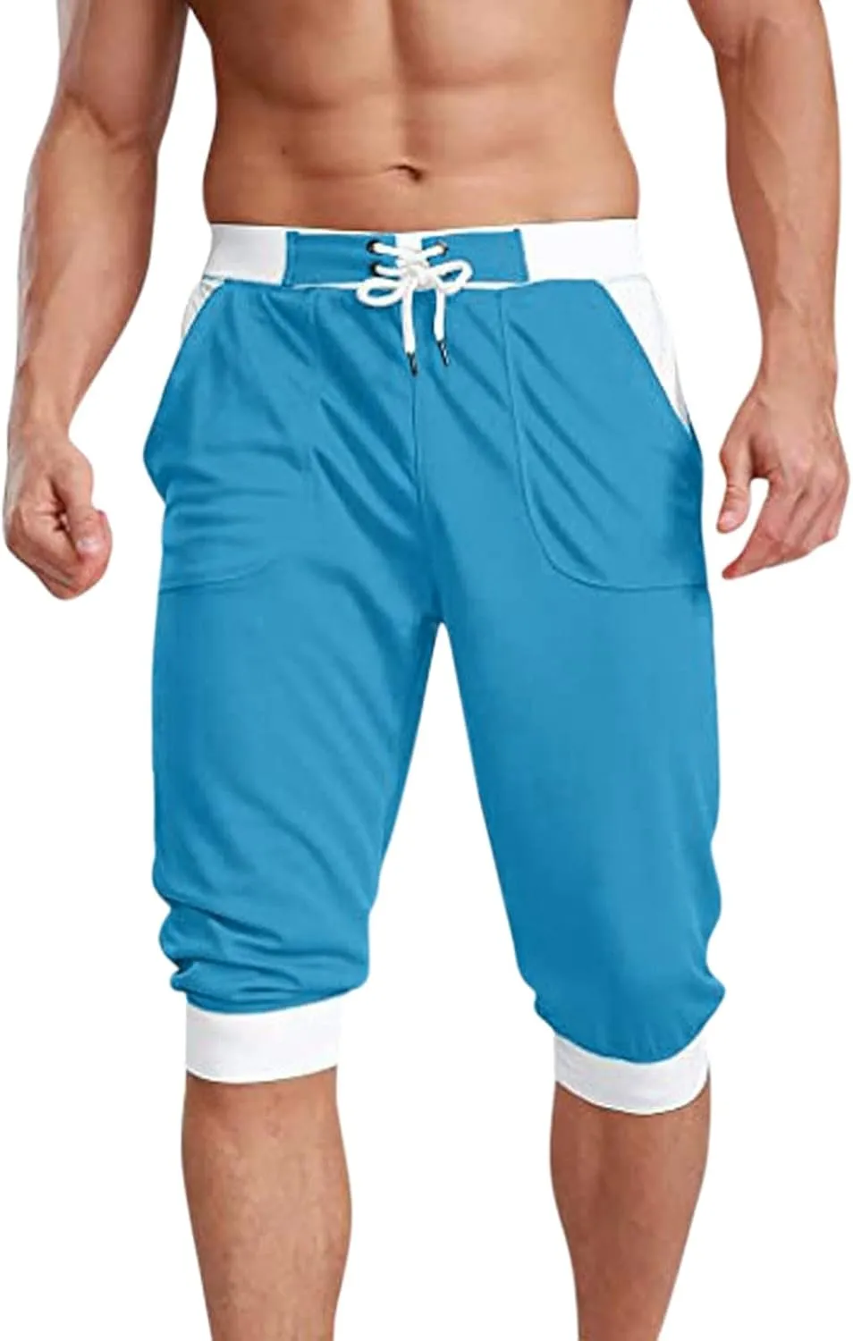 Shorts Men Athletic Men's Patchwork Slim fit 5 Inch Inseam Gym Shorts Running Shorts Basketball Shorts with Drawtring