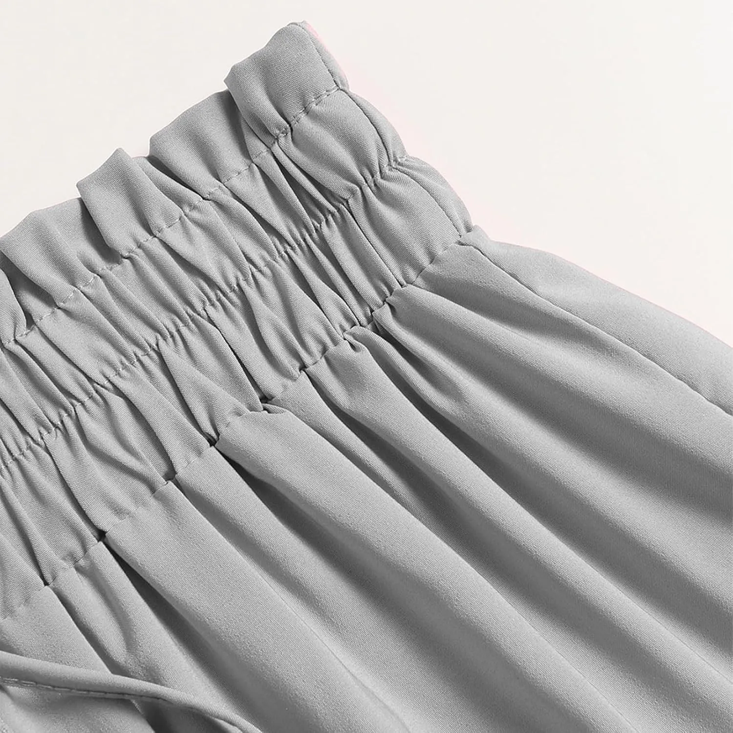 Skirts for Women Summer Drawstring High Waist Midi Skirt Loose Aline Solid Color Tiered Ruffle Knee Length Skirt